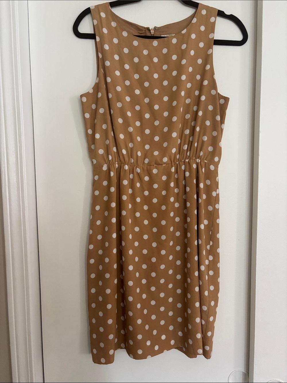 J. Crew Camel and White Polka Dot Sleeveless Mini Dress